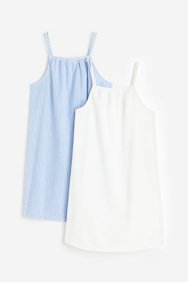 H&M 2-pack Seersucker Dresses Light Blue/striped