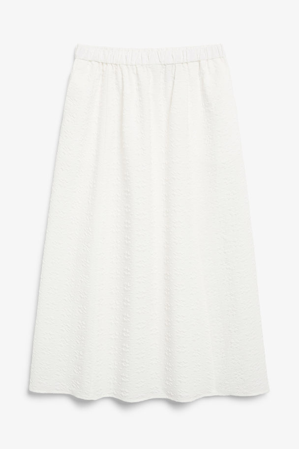 Monki White Textured High Waist A-line Skirt White