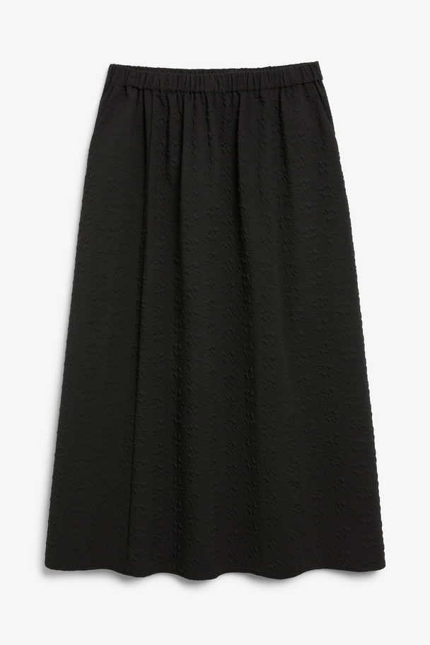 Monki Black Textured High Waist A-line Skirt Black