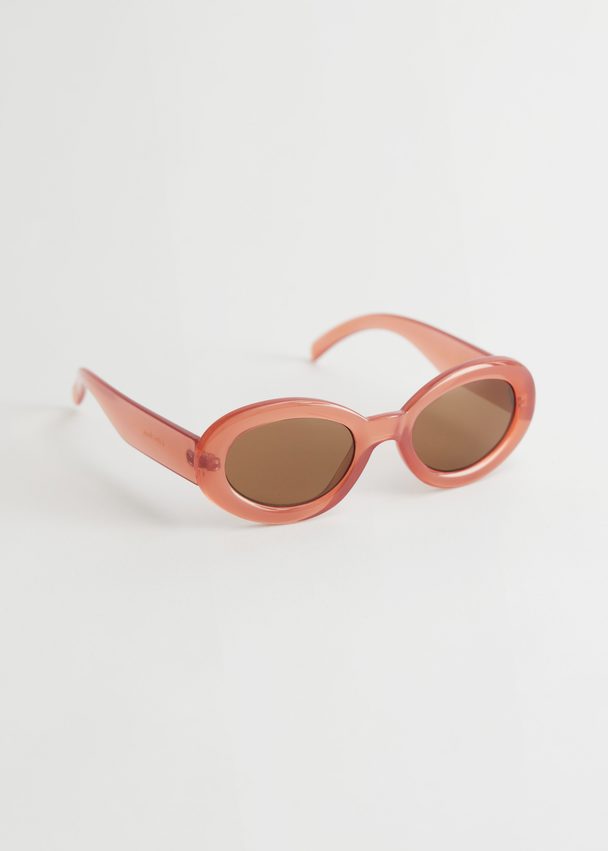 & Other Stories Almond Rounded Frame Sunglasses Light Pink