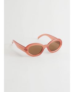Almond Rounded Frame Sunglasses Light Pink