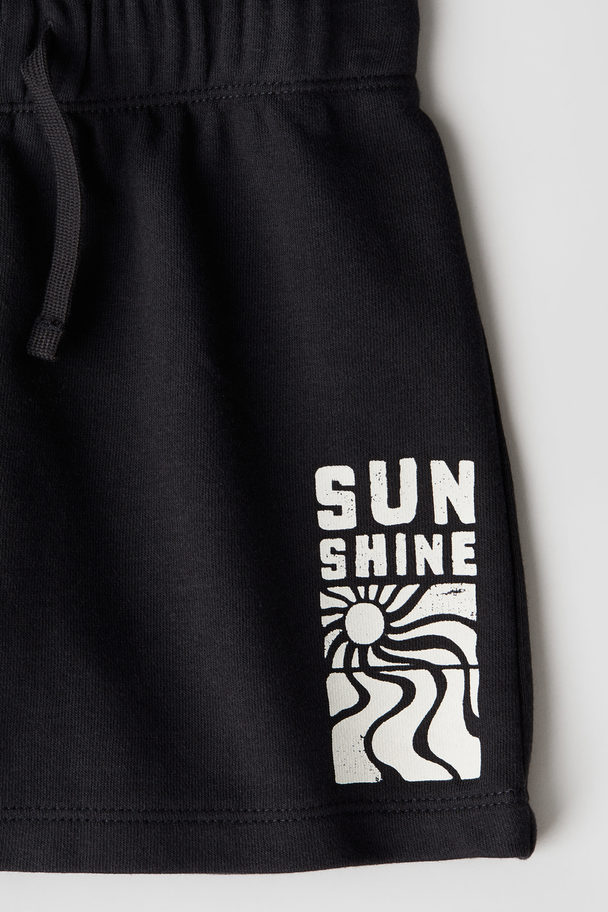 H&M Printed Sweatshorts Black/sunshine