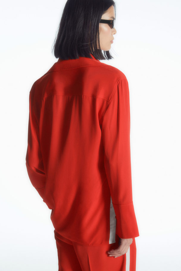 COS Side-stripe Shirt Red / Off-white