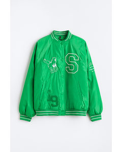 Embroidered Baseball Jacket Green/sunset Valley