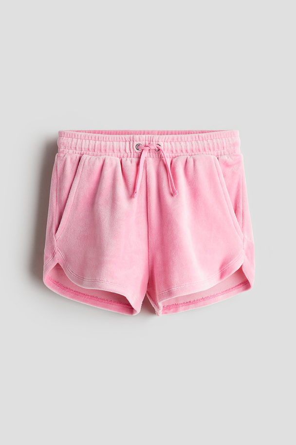 H&M Velour Pull-on Shorts Pink