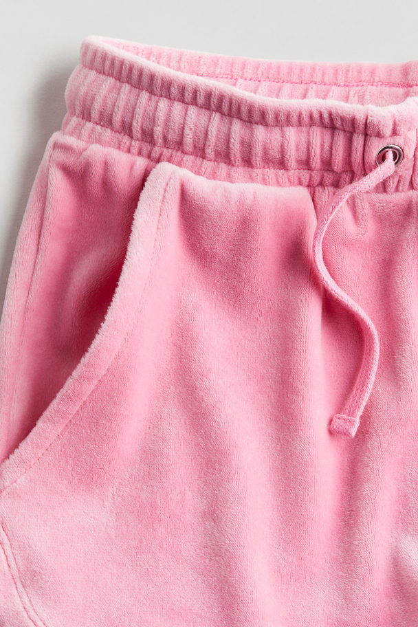 H&M Schlupfshorts aus Velours Rosa