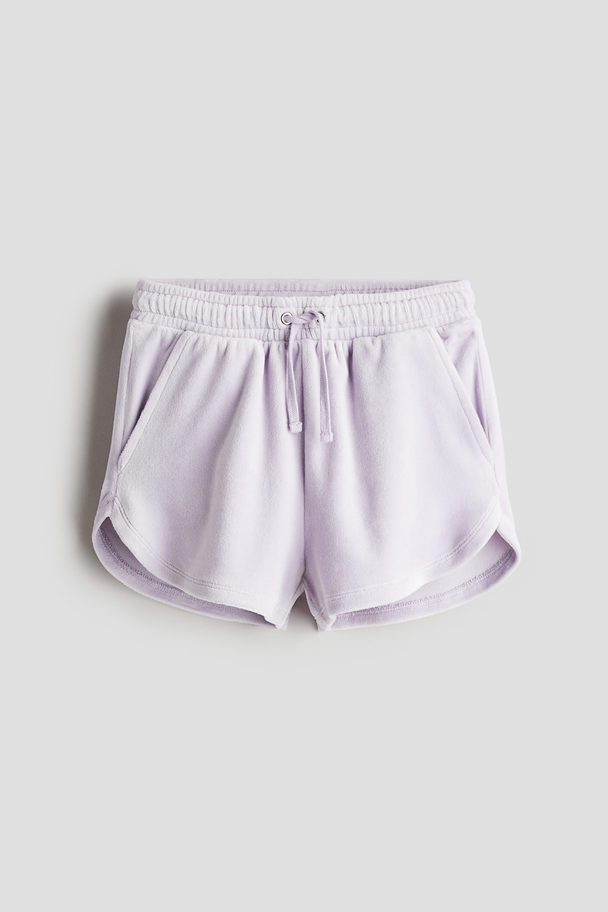 H&M Velour Pull-on Shorts Light Purple