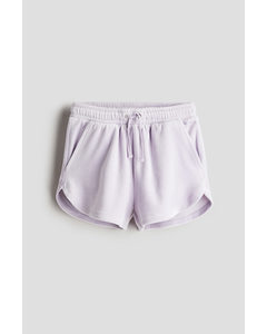 Schlupfshorts aus Velours Helllila