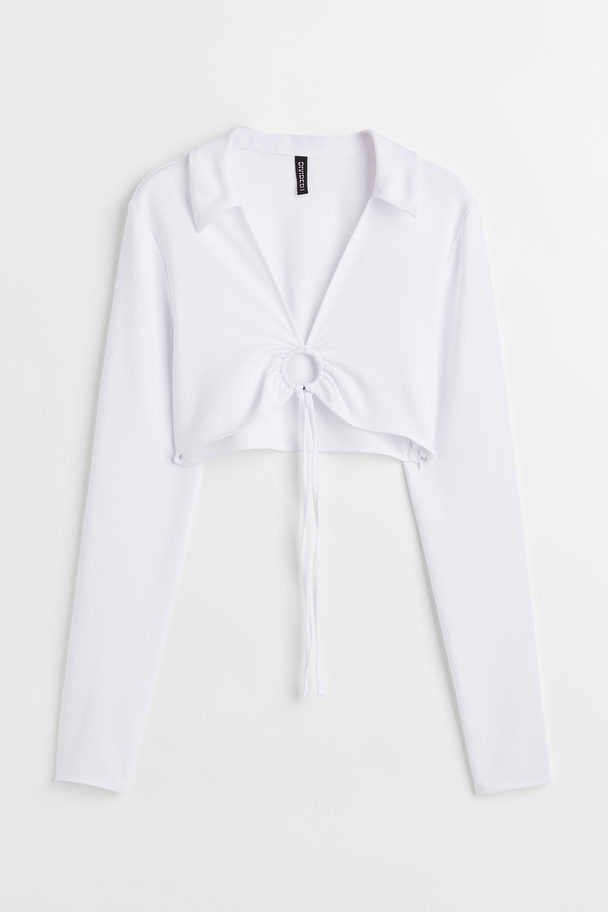 H&M Cropped Shirt mit Kragen Weiß