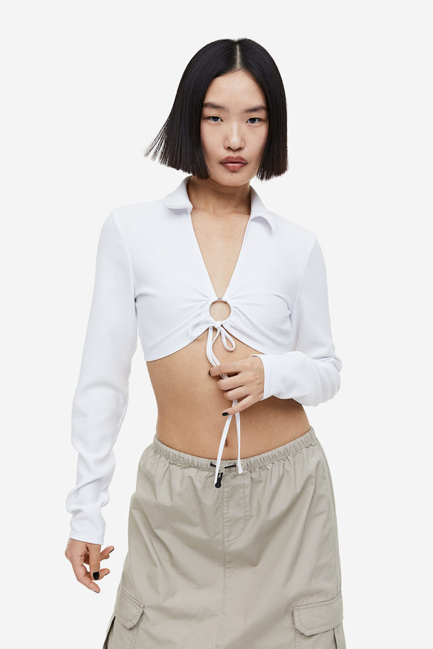 H&M Collared Cropped Top White