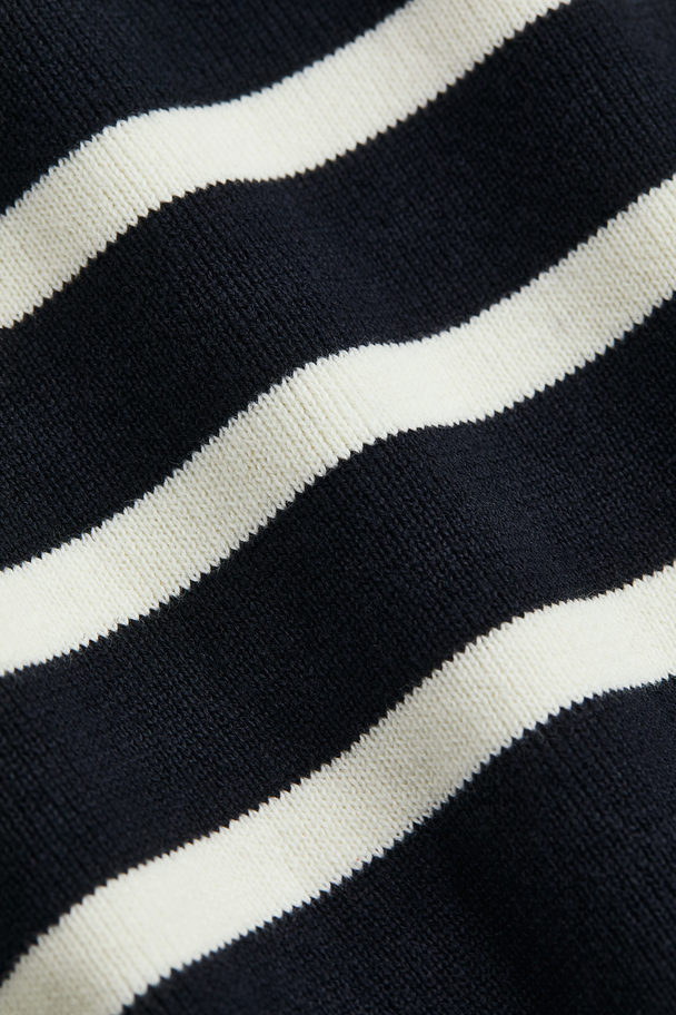 H&M Fine-knit Jumper Navy Blue/striped