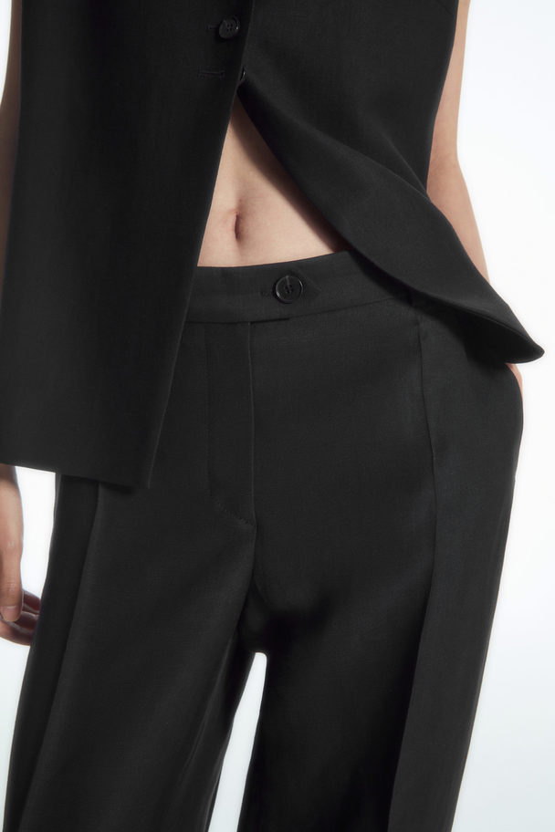 COS ELEGANTE HOSE AUS LEINEN-MIX SCHWARZ