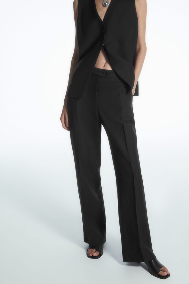 COS Tailored Linen-blend Trousers Black