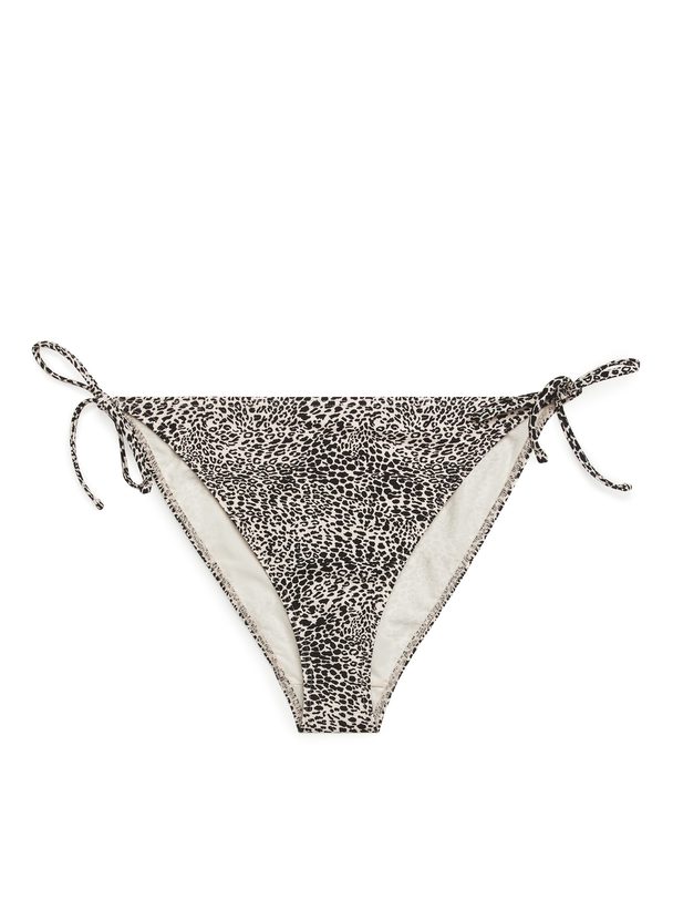 Arket Bikini-Slip mit seitlicher Schnürung Cremeweiß/Leopardenmuster