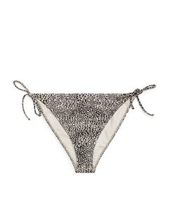 Bikini-Slip mit seitlicher Schnürung Cremeweiß/Leopardenmuster