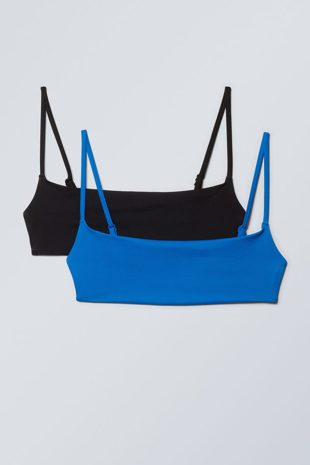 Weekday 2-pack Scoop Bikini Tops Black & Blue