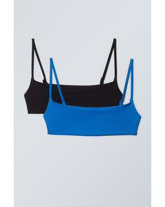 2er-Pack Scoop-Bikinioberteile Schwarz & Blau