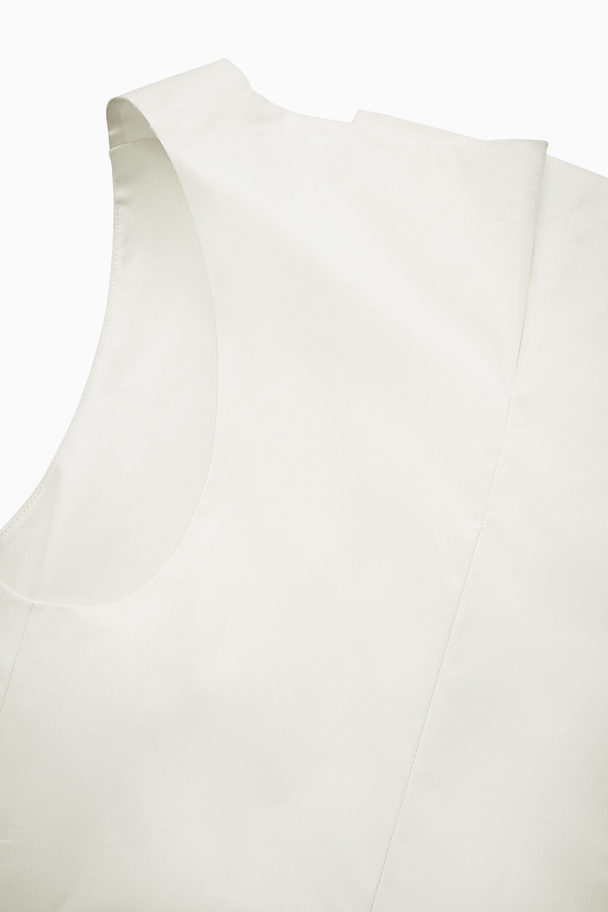 COS Asymmetric Pleated Sleeveless Top White