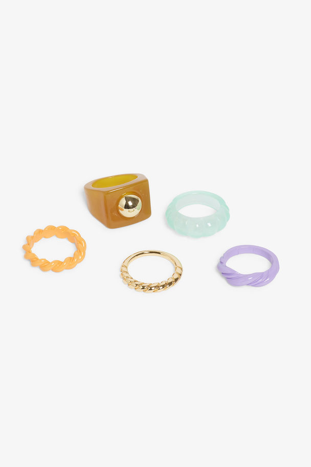 Monki 5-pack Rings Multicoloured