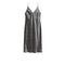 Rhinestone Embellished Satin Dress Grey/rhinestones