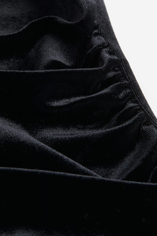 H&M Jerseykleid mit Raffungen Schwarz/Velours