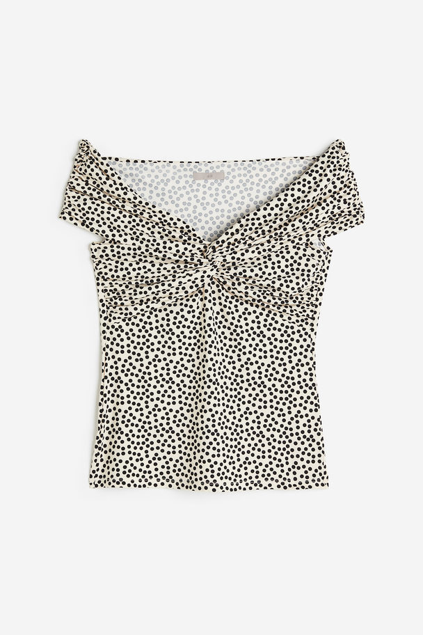 H&M Off-the-shoulder Top Cream/spotted