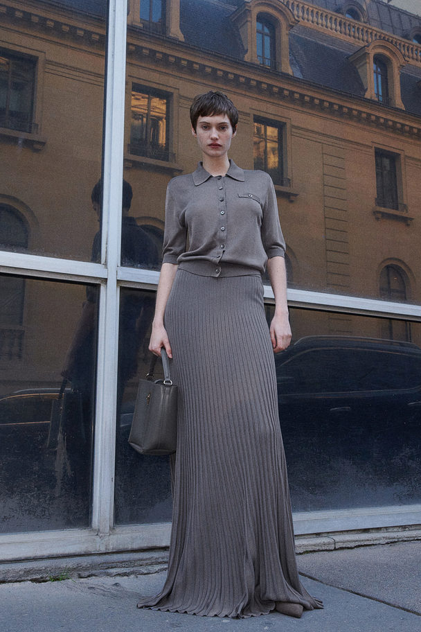 H&M Rib-knit Flared Skirt Grey