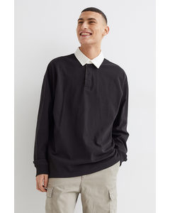 Oversized Fit Rugby Shirt Black