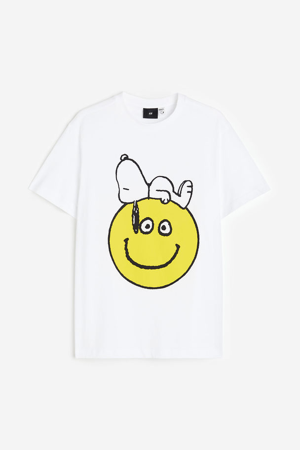 H&M T-Shirt Regular Fit Weiß/Snoopy
