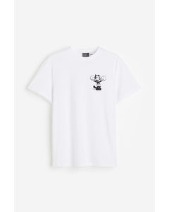 T-Shirt in Regular Fit Weiß/Felix der Kater
