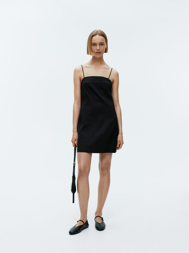 ARKET Linen-blend Mini Dress Black