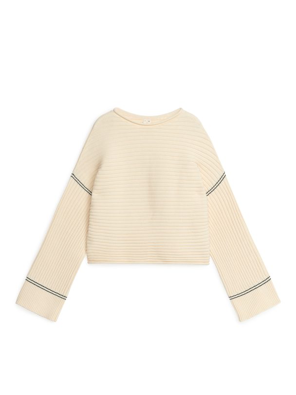 ARKET Rib-knitted Cotton Jumper Off-white