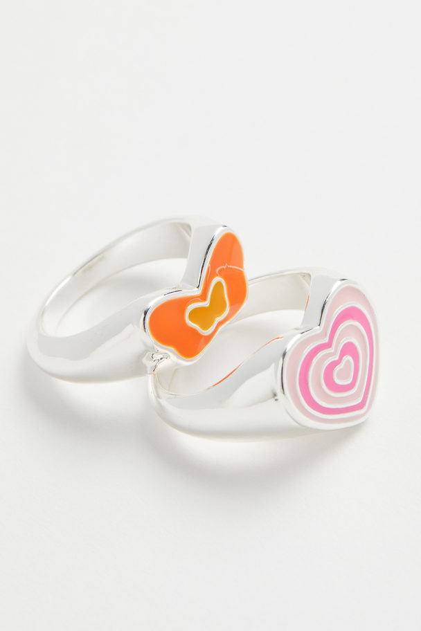 H&M 2-pack Rings Silver-coloured/butterfly