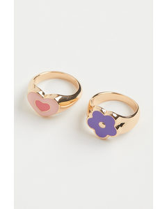 2-pack Rings Gold-coloured