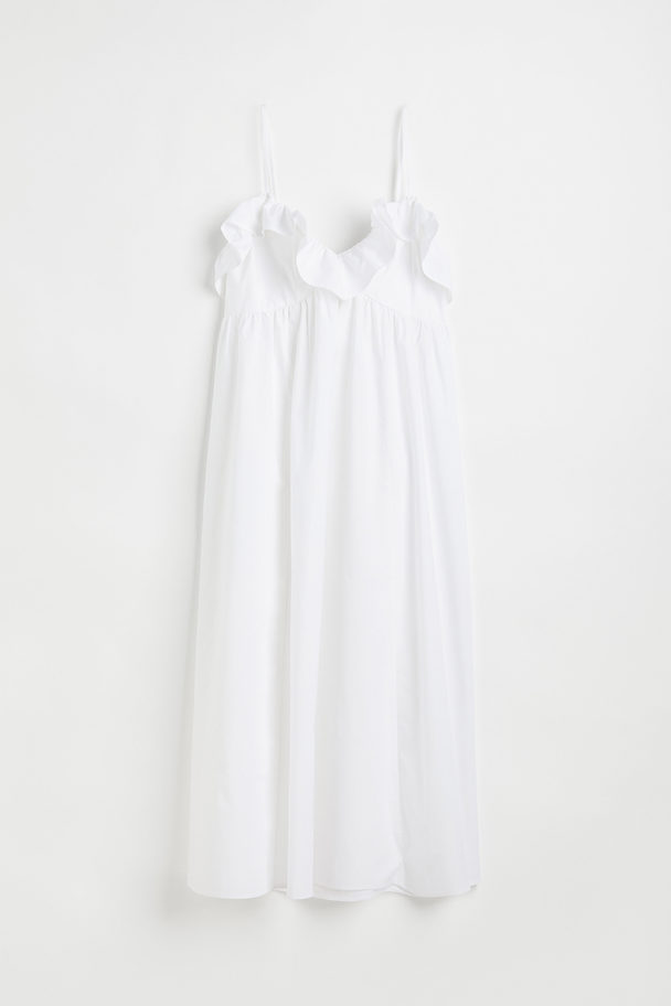 H&M Kleid mit Volant Weiß