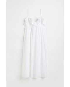 Kleid mit Volant Weiß