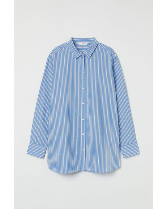 H&M Cotton Shirt Light Blue/white Striped