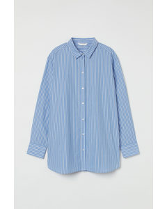 Katoenen Overhemd Lichtblauw/wit Gestreept