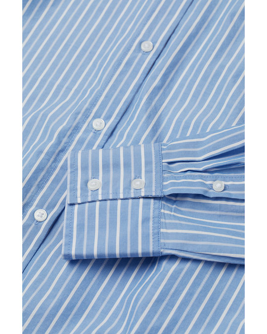 H&M Cotton Shirt Light Blue/white Striped