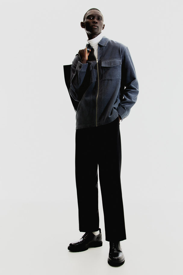H&M Regular Fit Overshirt I Cord Mørk Blå