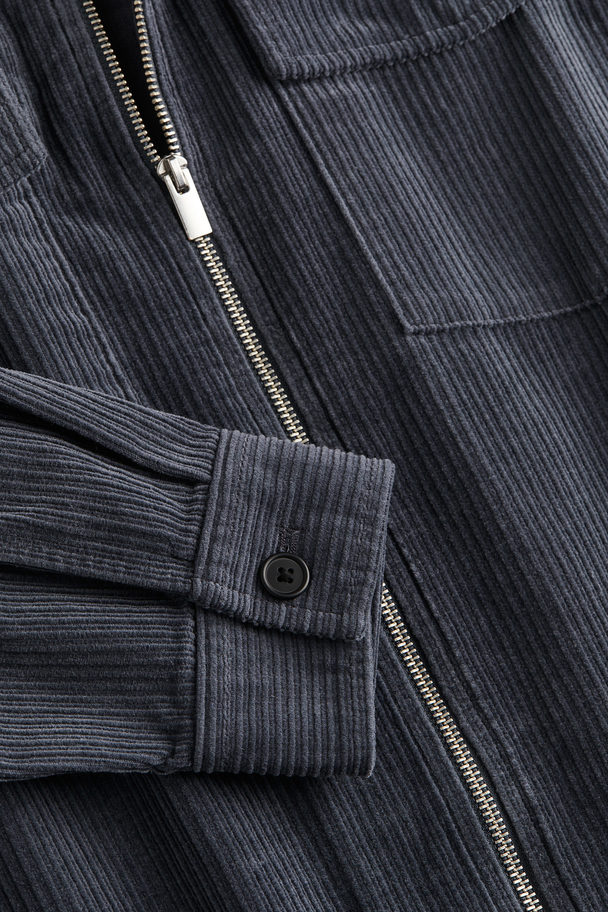 H&M Regular Fit Overshirt I Cord Mørk Blå