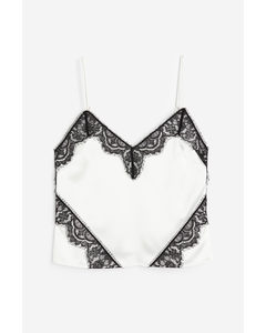 Lace-trimmed Top White/black