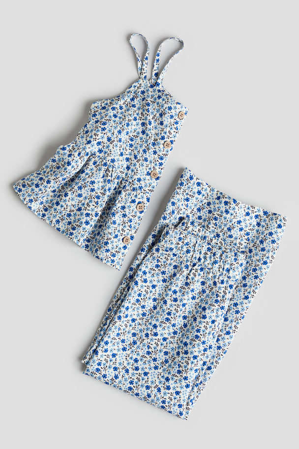 H&M Tweedelige Set Blauw/bloemen