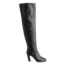 Leather Over Knee Boots Black