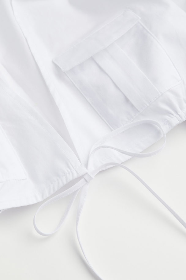 H&M Cropped Utility Shirt White