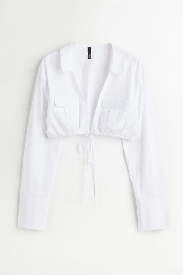 H&M Cropped Utility Shirt White