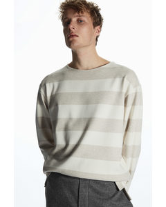Relaxed-fit Striped Long-sleeved T-shirt Cream / Beige / Striped
