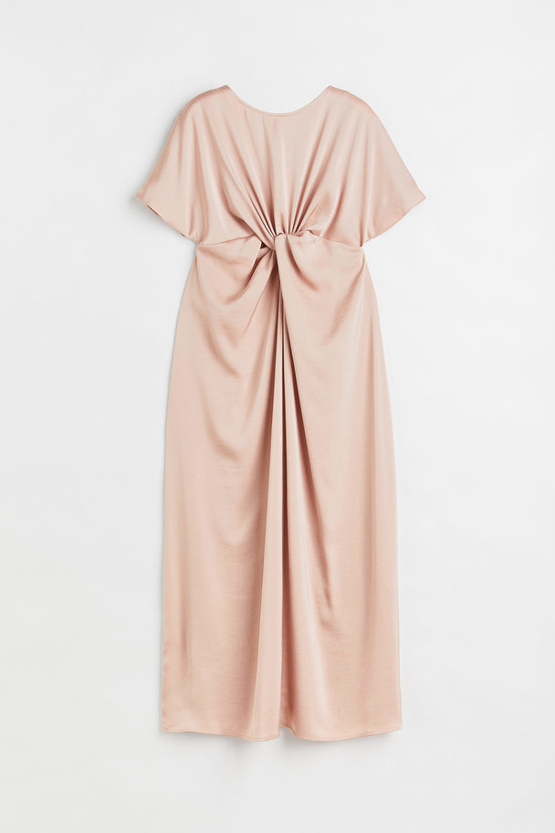 H&M Mama Knot-detail Satin Dress Powder Pink