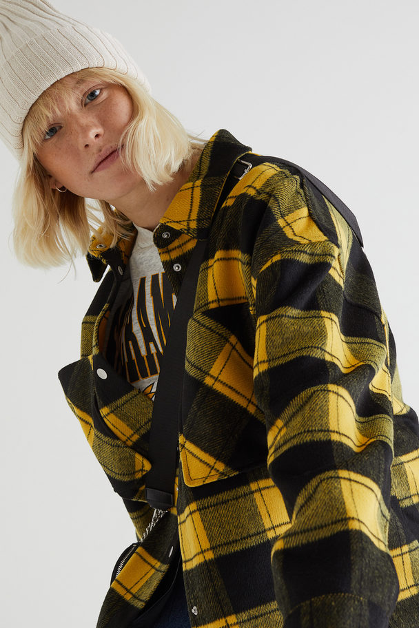 H&M Brushed Twill Shacket Yellow/checked
