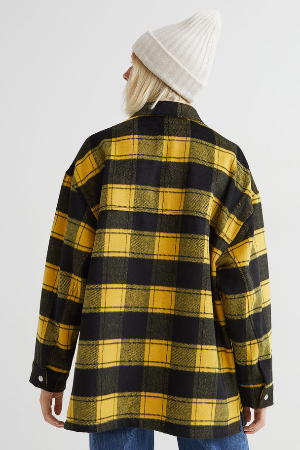 H&M Brushed Twill Shacket Yellow/checked